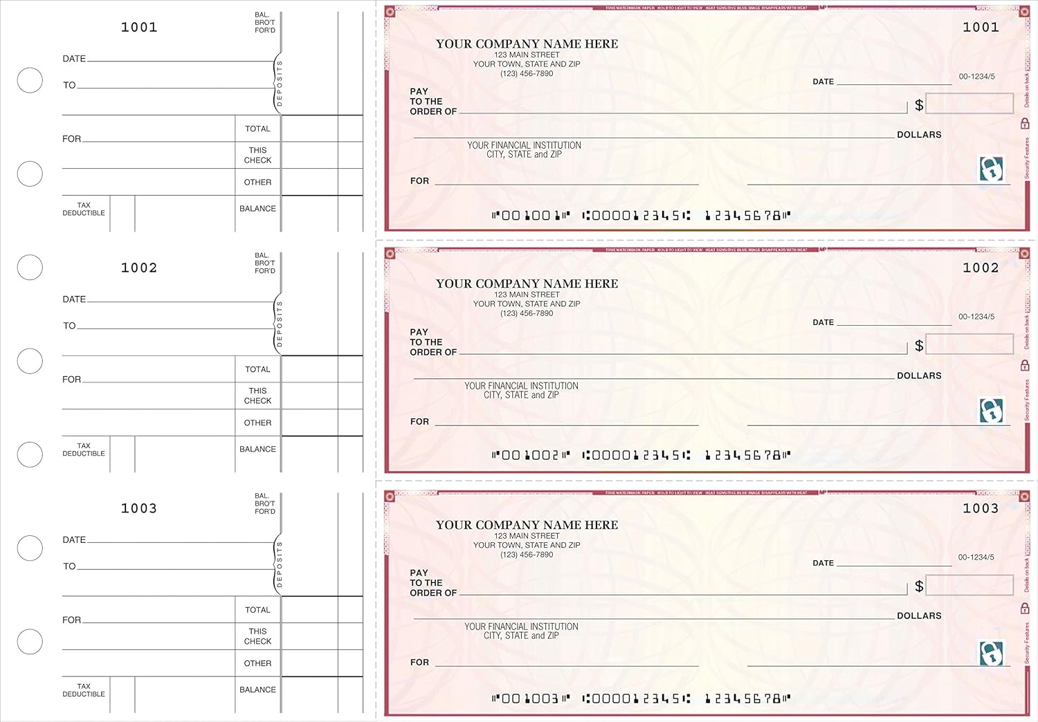 CheckSimple Secure 3OnAPage All Purpose Manual Business