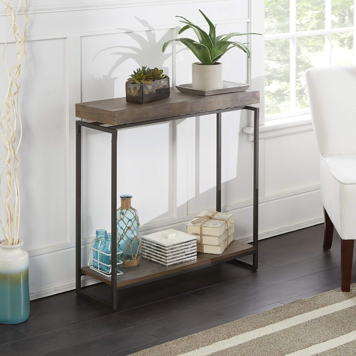 Silverwood Console Table, Light Wood w/Gunmetal: Kitchen & Dining