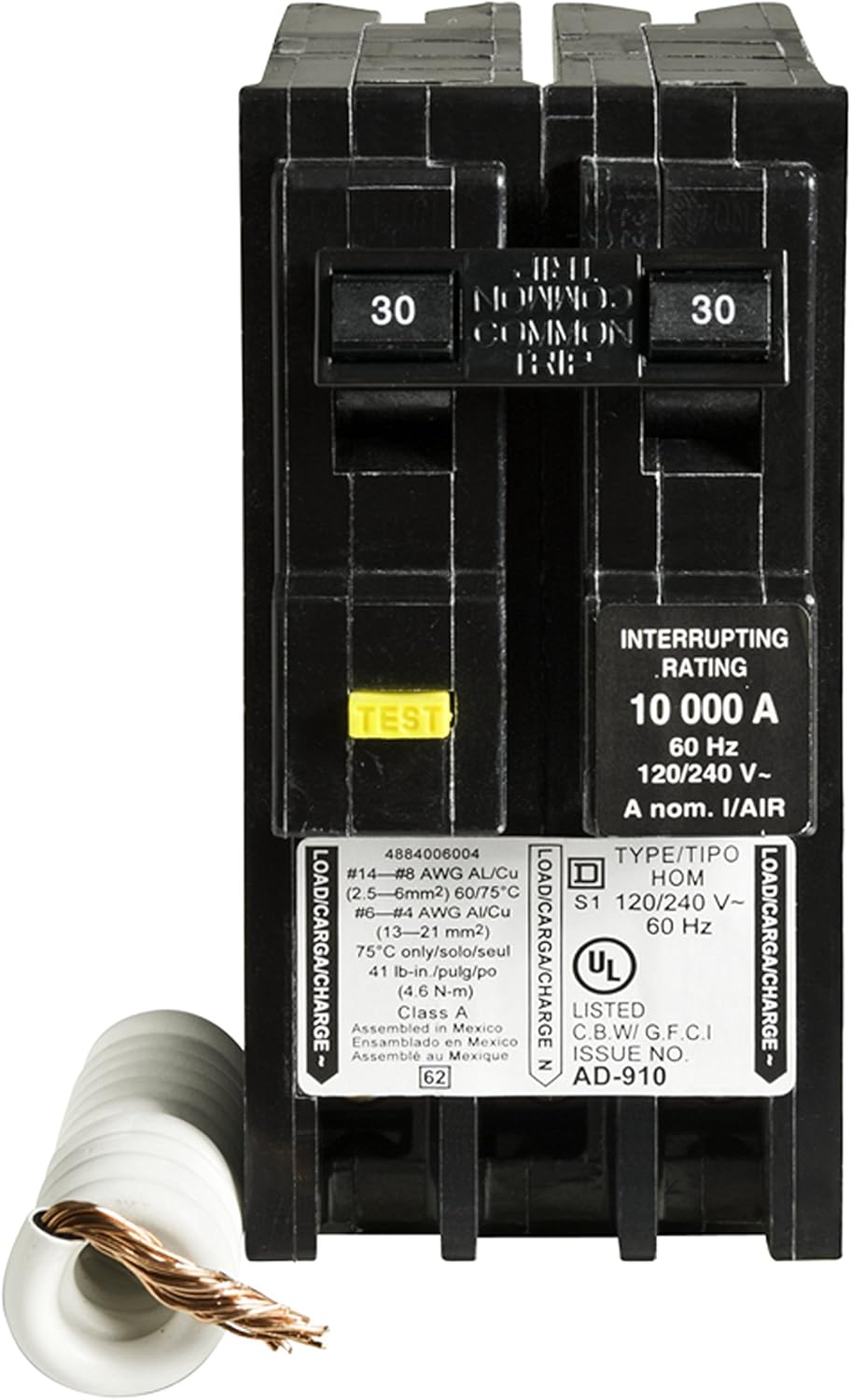 Square D by Schneider Electric HOM230GFIC Homeline 30 Amp Two-Pole GFCI Circuit Breaker, - - 