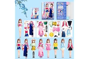 Daniel Axel Magnetic Dress Up Paper Doll,Magnet Princess Dress Up Dolls for Girls Ages 4-7 Kids,Travel Activities Road Trip Car Ride Interactive Learning Created Imagine Set Birthday Gift (H Set)