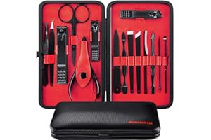 M MH ZONE Manicure Set, MH Zone Pedicure Set Nail Clippers, Premium Stainless Steel Manicure Kit with Portable Travel Case, Perfect Gifts for Women and Men (Black/Red)