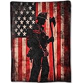 ainori Patriotic Firefighter Blanket - American Flag and Heroic Silhouette Fleece Throw,Gifts for Adult, Soft & Warm,Lightweight, for Modern Decor, Honoring First Responders,Room Home Accents 50x60in