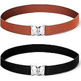 YBEATY 2 Pcs Elastic Waist Belt Toddler Heart Shaped Buckle Stretch Belts Fashion Adjustable Waistband for Girls Kids Boys Pants Jeans Dress