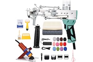 zowwfast Rug Tufting Gun Starter Kit with Carpet Trimmer, 2 in 1 Cut Pile Loop Pile Rug Tufting Kit, Non-Slip Grip Carpet Tufting Gun Kit with Digital Screen Controls Speed, Rug Maker Machine& Cloth