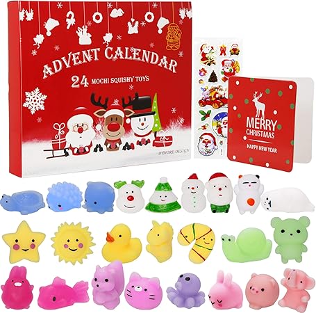 Amazon Bymore もちぷにぷに動物アドベントカレンダー ミニおもちゃ ストレス解消スクイッシー キッズ大人用 19年 アドベントカレンダー クリスマスカウントダウンギフト 24個パック スクイーズ おもちゃ