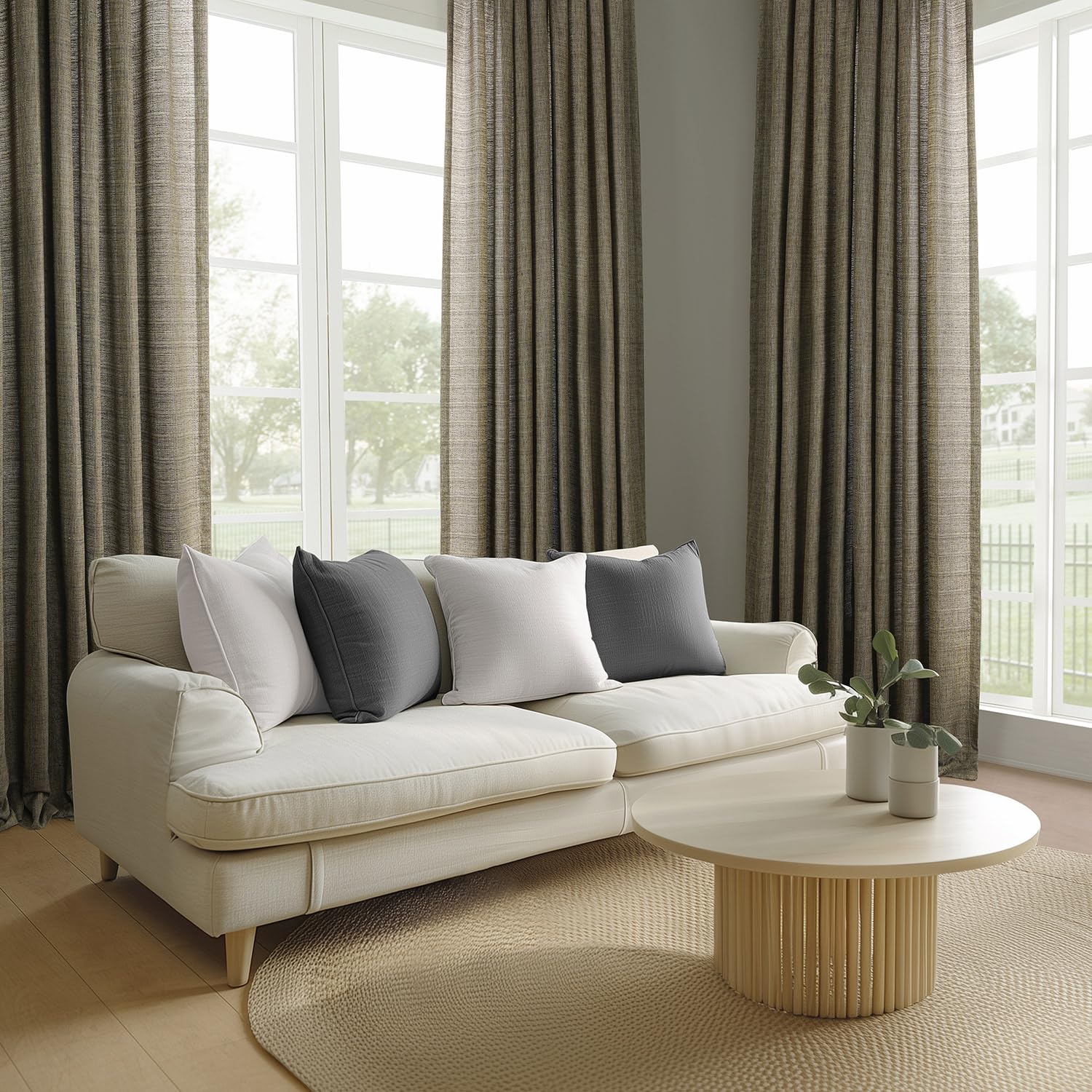 Condition photo showing New/Like New for hpd half price drapes - raw linen weave light filtering curtains for bedroom 84 inches long (2 panel