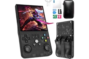 OROMVO R36MAX Handheld Game Console, 40000+ Games Retro Gaming Console, 256GB TF Card Mini Retro Video Console, 4000mAh Rechargeable 4.0" IPS HD Screen Portable Pocket Arcade (Transparent Black)