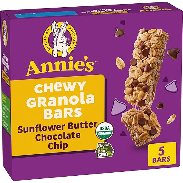 ANNIE’S CHEWY GRANOLA BARS, SUNFLOWER BUTTER CHOCOLATE CHIP,...
