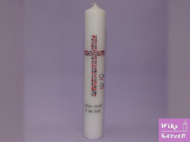 Kommunionkerzen Konfirmationskerze Kerze zur Kommunion Taufkerzen Mädchen 400x60mm inkl. Beschriftung alle Motive Handgeferti