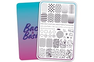 H la Cosedora Nail Stamping Plate - Large Single Template Plates for Stamping Cute Image and Art Design Templates on Fingernails, Geometric Shapes Lines Patterns Numbers Letters Animals Prints dots