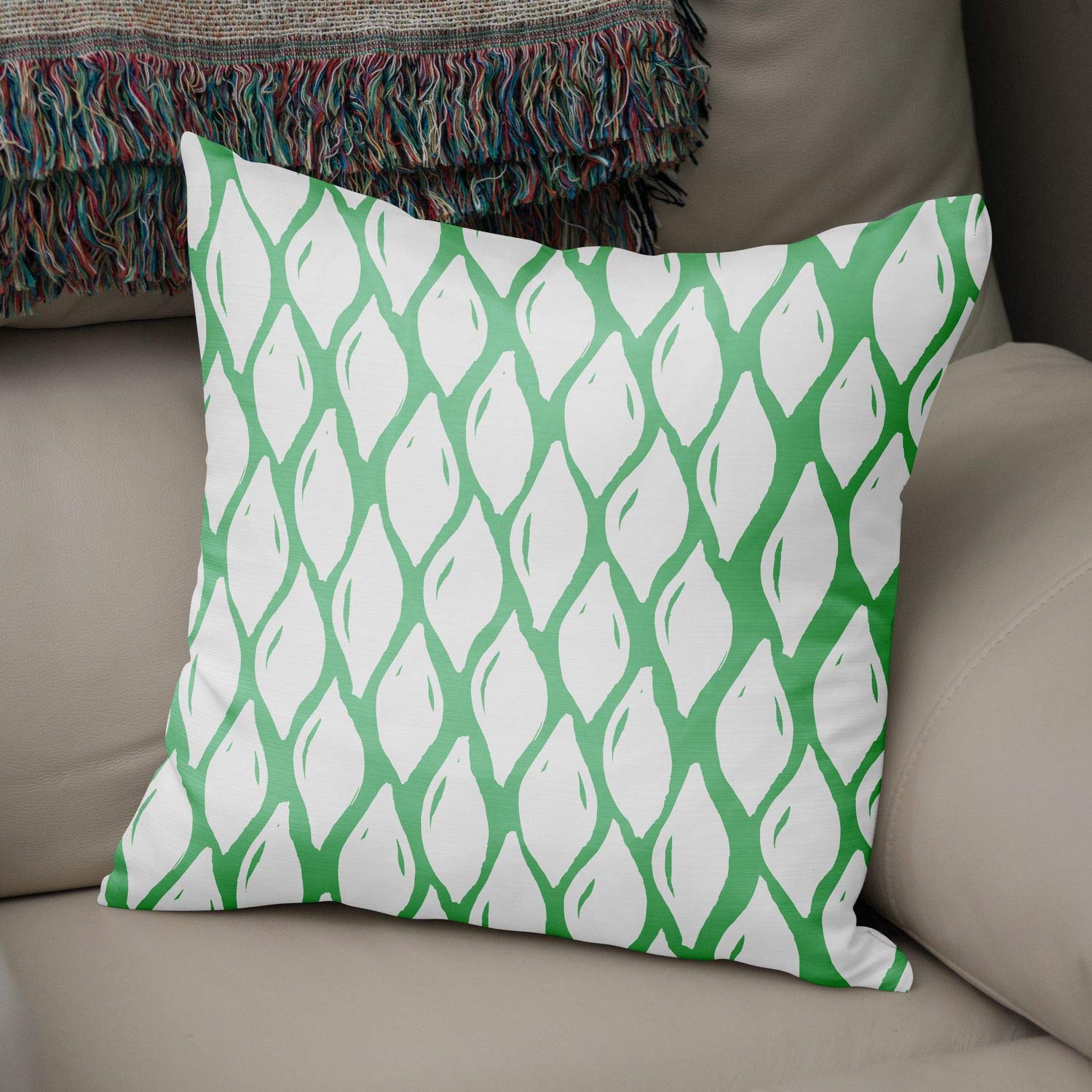 Bonamaison Decorative Cushion Cover Petrol Green & White, Throw Pillow Covers, Home Decorative Pillowcases for Livingroom, Sofa, Bedroom, Size: 43X43 Cm - Designed and Manufactured in Turkey