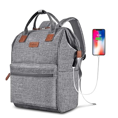 BRINCH Laptop Backpack 14.6 Inch Wide Open Computer Backpack Laptop Bag College Rucksack Water Resistant Business Travel Backpack Multipurpose Casual Daypack with USB Charging Port for Women Men,Gray