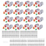 262 PCS Deutsch DT Grey 6 Pin Connectors 16 Set, Waterproof Electrical Wire Connector with Stamped Contacts and Seal Plug for Truck, Off-Road Vehicles, Construction, Agriculture, Motorcycle Wiring