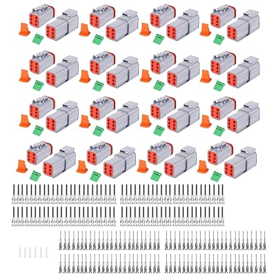 262 PCS Deutsch DT Grey 6 Pin Connectors 16 Set, Waterproof Electrical Wire Connector with Stamped Contacts and Seal Plug for Truck, Off-Road Vehicles, Construction, Agriculture, Motorcycle Wiring