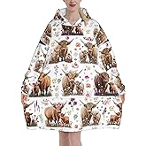 YWTGEYEY Highland Cow Gifts Wearable Blanket Oversized Blanket Cozy Hoodie For Adults Sweatshirt Sweater Blanket With Pocket