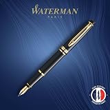Waterman Expert Fountain Pen Gloss Black 23k Gold Trim Medium Nib Gift Box view 2
