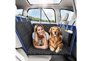 Tivray Back Seat Extender for Dogs, Dog Car Seat Cover for Back Seat Hard Bottom - Holds 330lbs Waterproof Back Seat Pet Cover for Dogs with Mesh Window & Pocket, Dog Hammock for Car, Small Truck, SUV