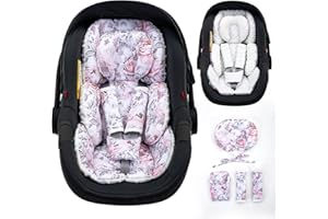 THE KENKYO Infant Car Seat Insert with Extra Headrest, Adjustable Carseat Head Support for Preemie to Toddler, 2 in 1 Breathable Air Mesh Car Seat Insert for Newborn, Mink Dot Baby Car Seat Cushion for Stroller