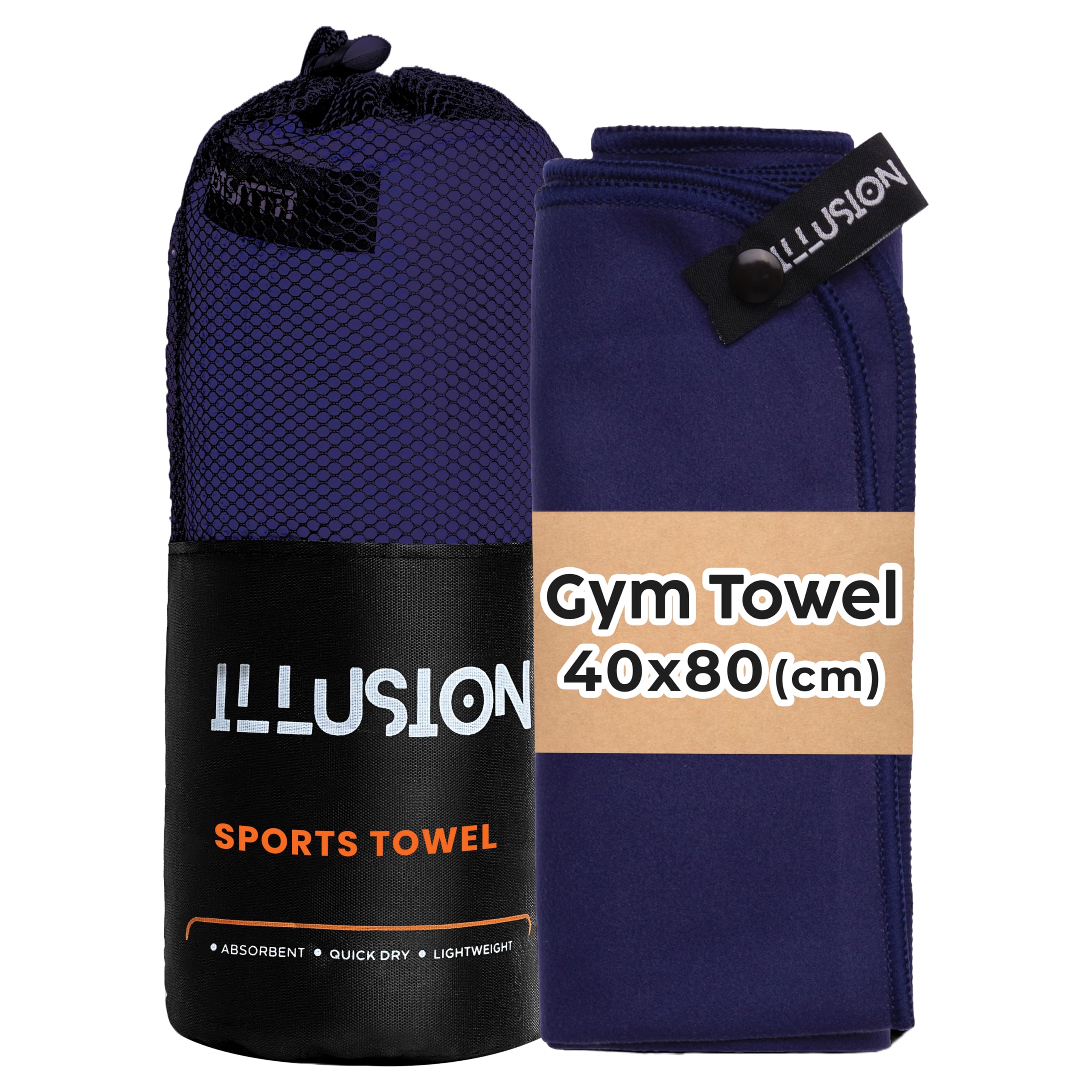 illusion Small Microfibre Gym Towel for Active Sports (40x80cm) - Lightweight Quick Dry Towel - Ideal for Cardio, Cycling, Strength Training, Yoga, and Running, Perfect for Athletes Training Outdoors — image 1