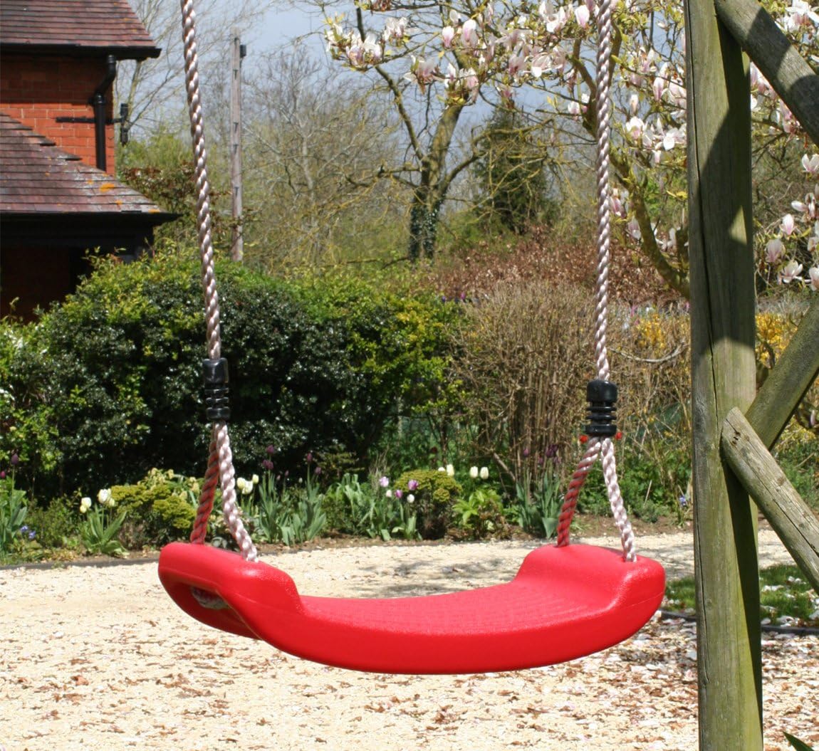 Garden Games Children’s Swing Seat with Safety Grip and Adjustable Weatherproof Ropes for Swing Sets (Red) - Image 3