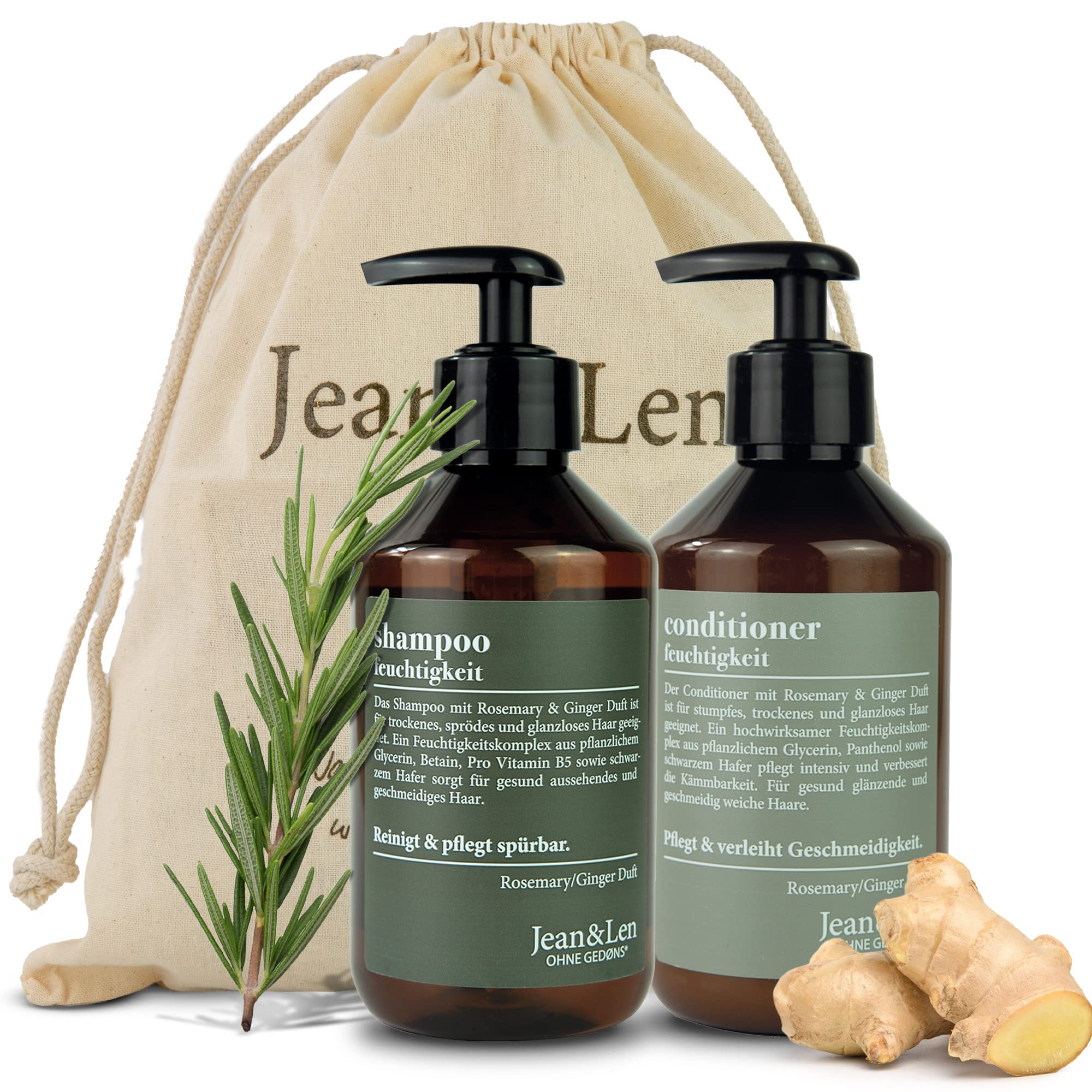 Jean & Len Jean & Len Moisturising Rosemary & Ginger Shampoo, Conditioner, for dry, brittle and lustless hair