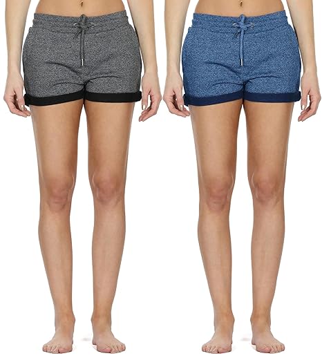 icyzone Damen Sweatshorts 2er Pack Kurze Sporthose Gym Fitness Shorts