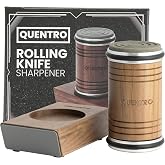Rolling Knife Sharpener Kit &ndash; Premium Walnut Wood &ndash; 15&deg; &amp; 20&deg; Multi-Angle Magnetic Sharpener with Diamond Coated &amp; Ceramic Honing Discs &ndash; Professional Knife Sharpening Tool for Kitchen, Chef &amp; Home