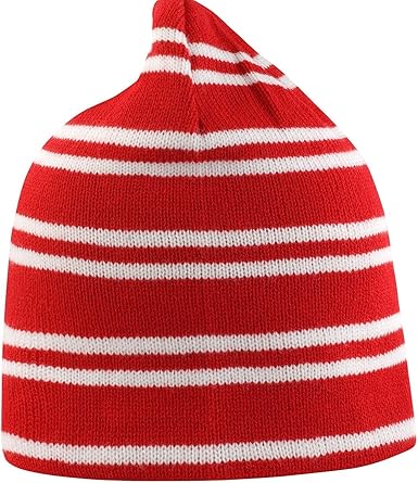 red and white striped wooly hat