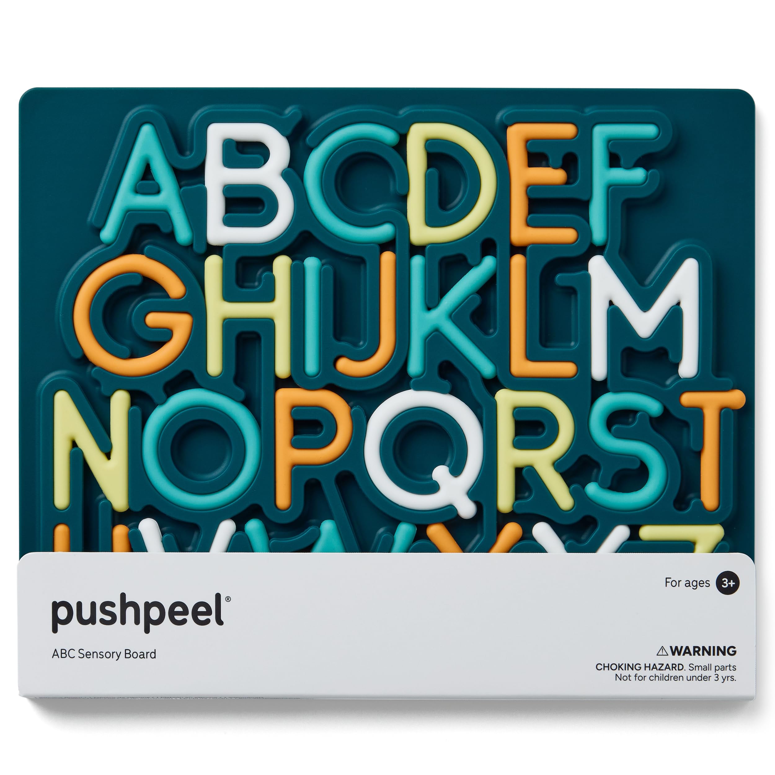 Pushpeel Sensory Learning Activity Board – Silent Silicone Tracing Puzzle Toy for Preschoolers – Uppercase Alphabet – Spruce