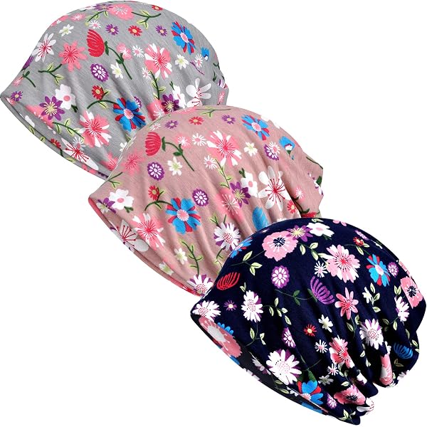 HONENNA Flower Print Turban Headband - Soft Chemo Cap For Women, Alopecia, Sleep