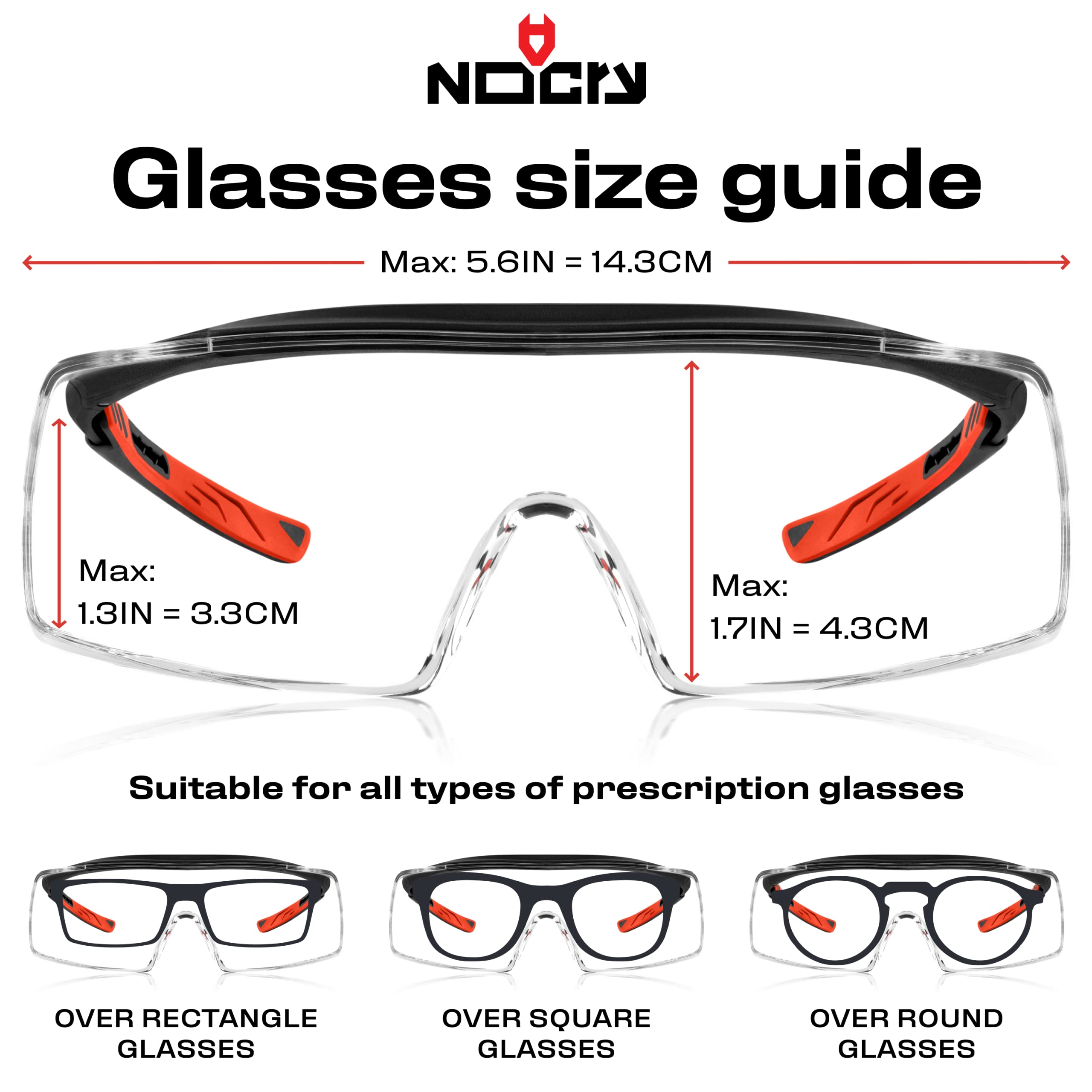 NoCry Safety Glasses Over Eyeglasses With Anti Scratch Wraparound