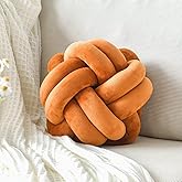 VBGYA Knot Pillow Ball, Soft Home Decorative Throw Pillows Cushion, Round Changeability Knotted Pillows, Modern Home Handmade Cushions for Bedroom, Sofa, Couch (8 Inch, Caramel)