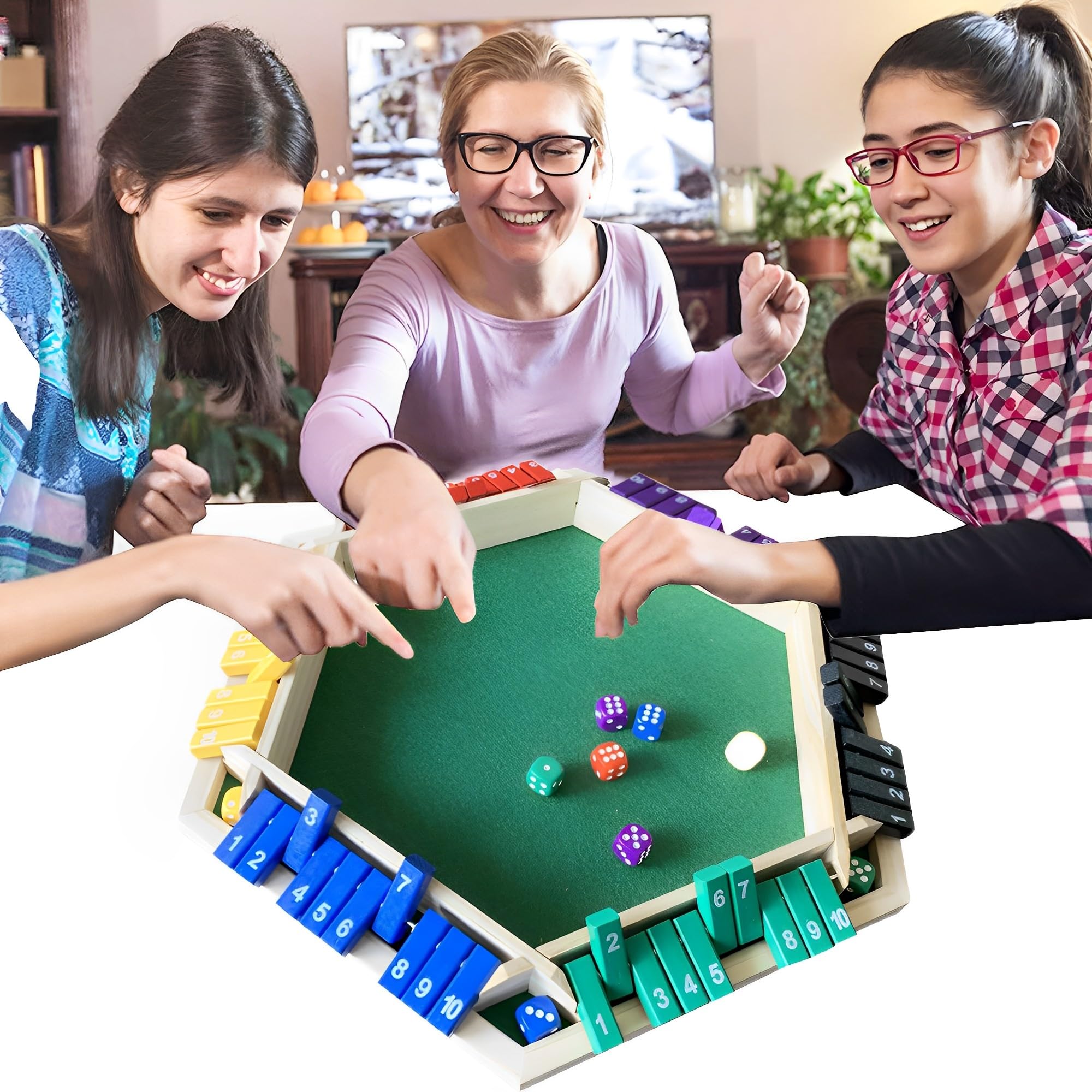 MZSX Board Game, Box Dice Game, Wooden Board Game with Dice, 1-6 Player Shut the Box Dice Game Math Skills Educational Montessori Toy, for Families