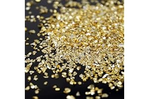 BONNY BOXX Irregular Crushed Glass Chips Sprinkles, 100g Metallic Chunky Glitter Stones for Nail Art, Resin Mold Filler, DIY Crafts, Vase Filler, Jewelry Making (Gold)