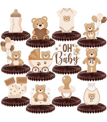 8 Stück 'Something Sweet Is Brewing' Waben-Mittelstück – Babyparty-Deko Im Kaffee-Design