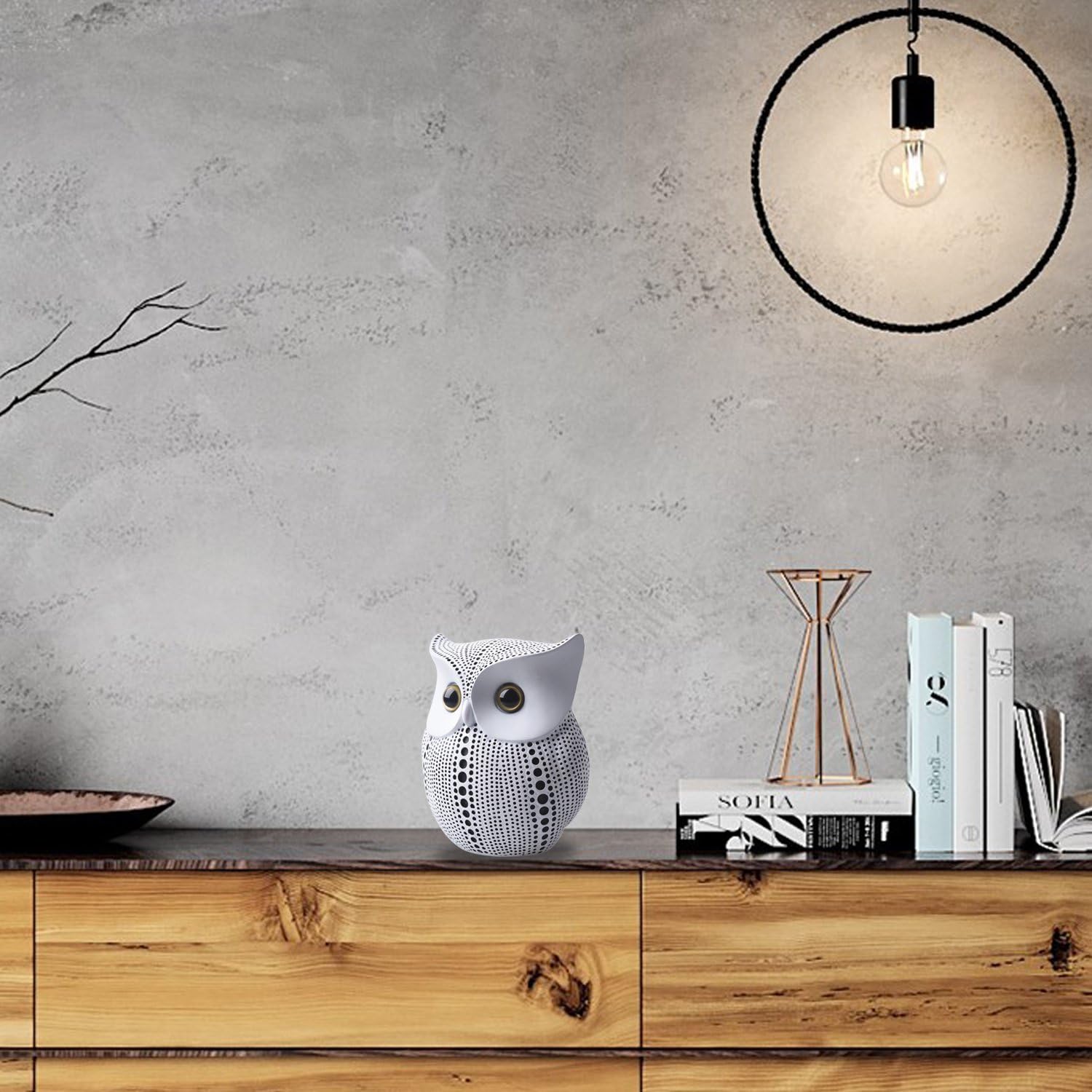 Owl Statue Decor (White) Small Crafted Buho Figurines for Home Decor Accents, Living Room Bedroom Office Decoration, Buhos Bookself TV Stand Decor - Animal Sculptures Collection BFF for Owls Lovers: Furniture & Decor