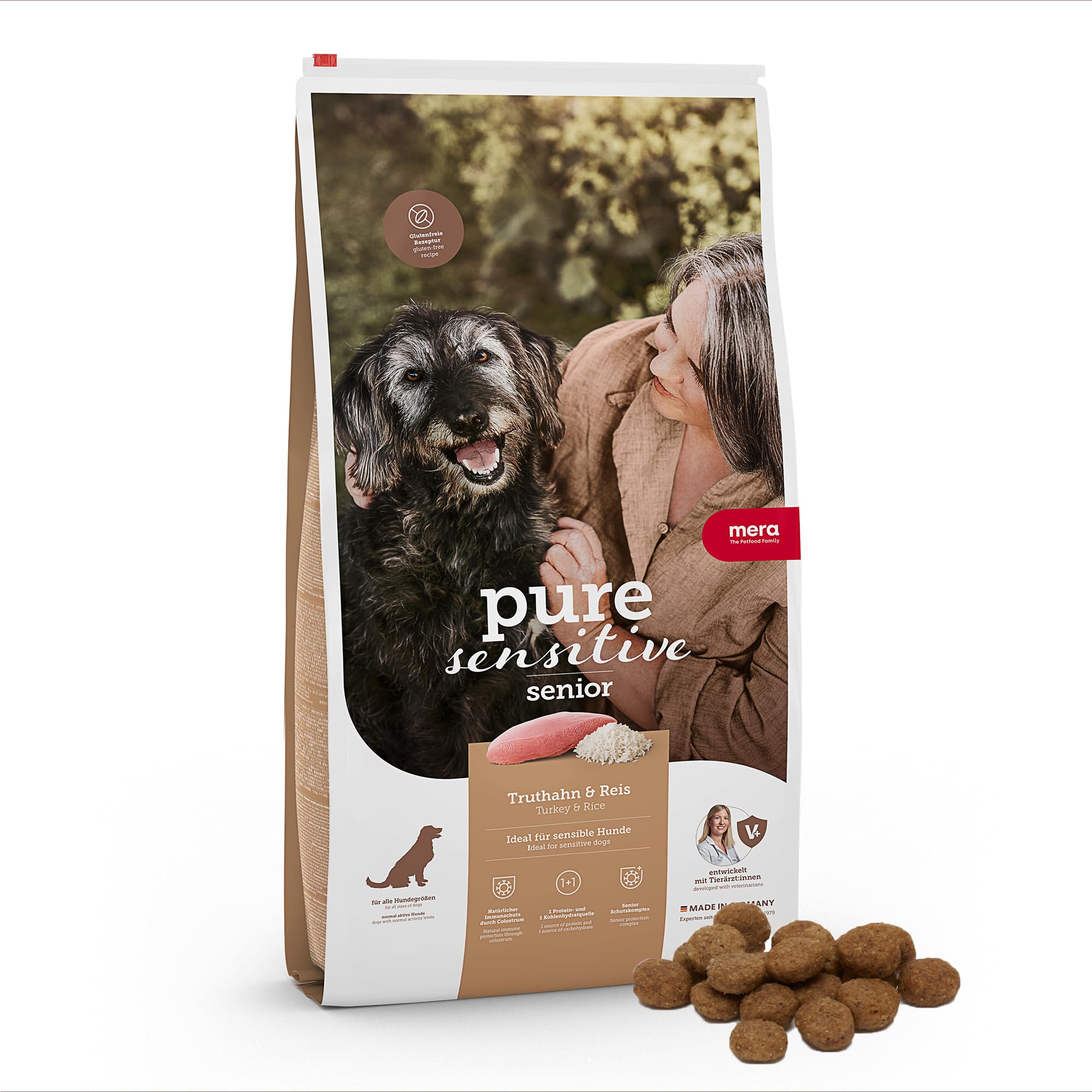 MERA Pure Sensitive Senior Turkey and Rice Dog Food - Dry Food for Daily Diet of Older, Nutritional Sensitive Dogs