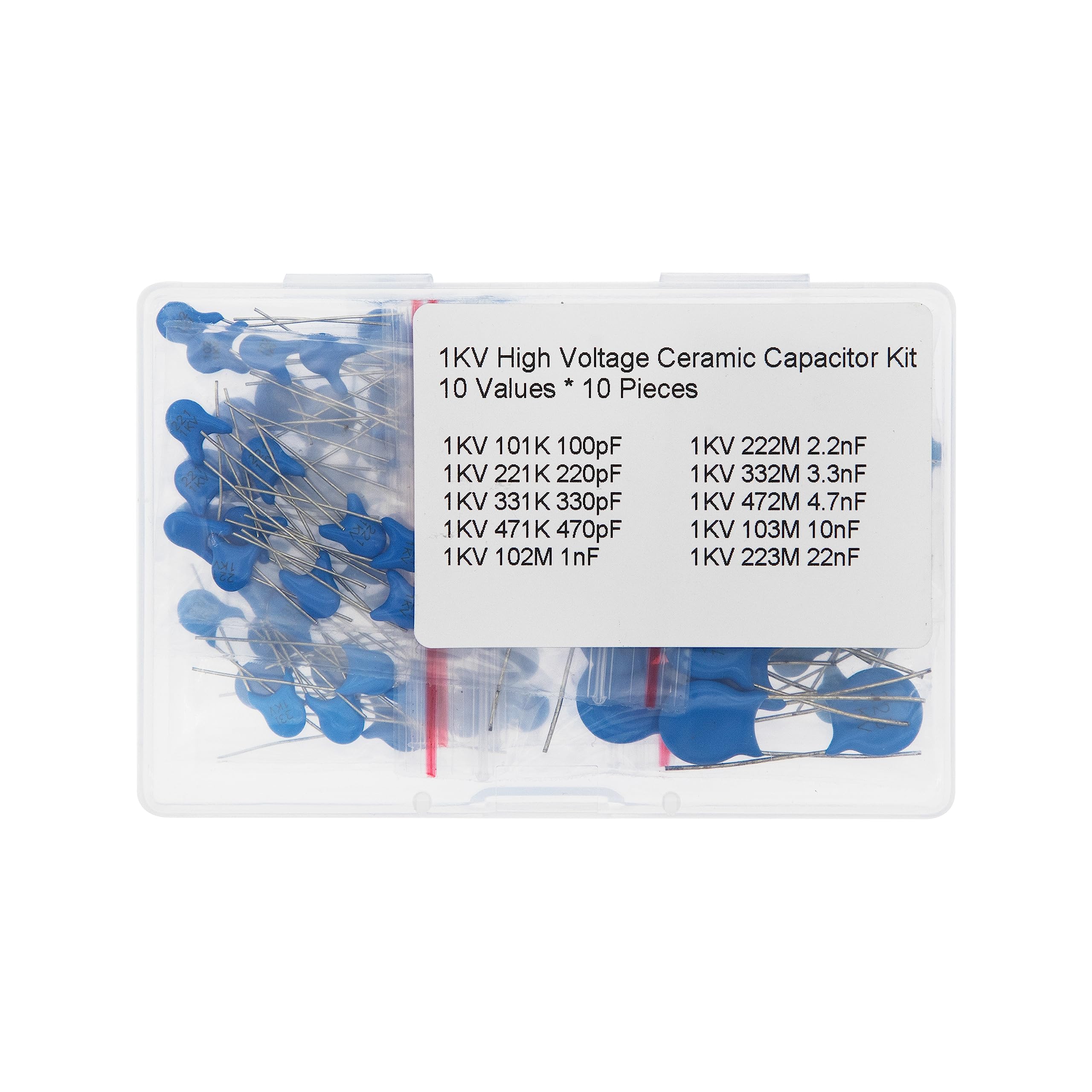 Photo 1 of 10 Values * 10 Pieces 1KV High Voltage Ceramic Capacitor Kit 100pF 220pF 330pF 470pF 1nF 2.2nF 3.3nF 4.7nF 10nF 22nF