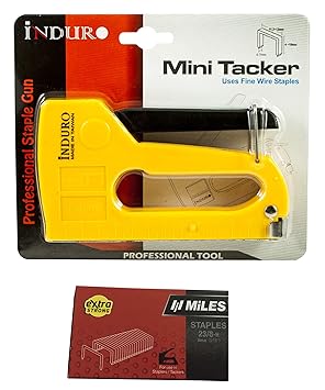 INDURO Stapler for Wood Yellow and Black with 1000 Staples (Light Duty)