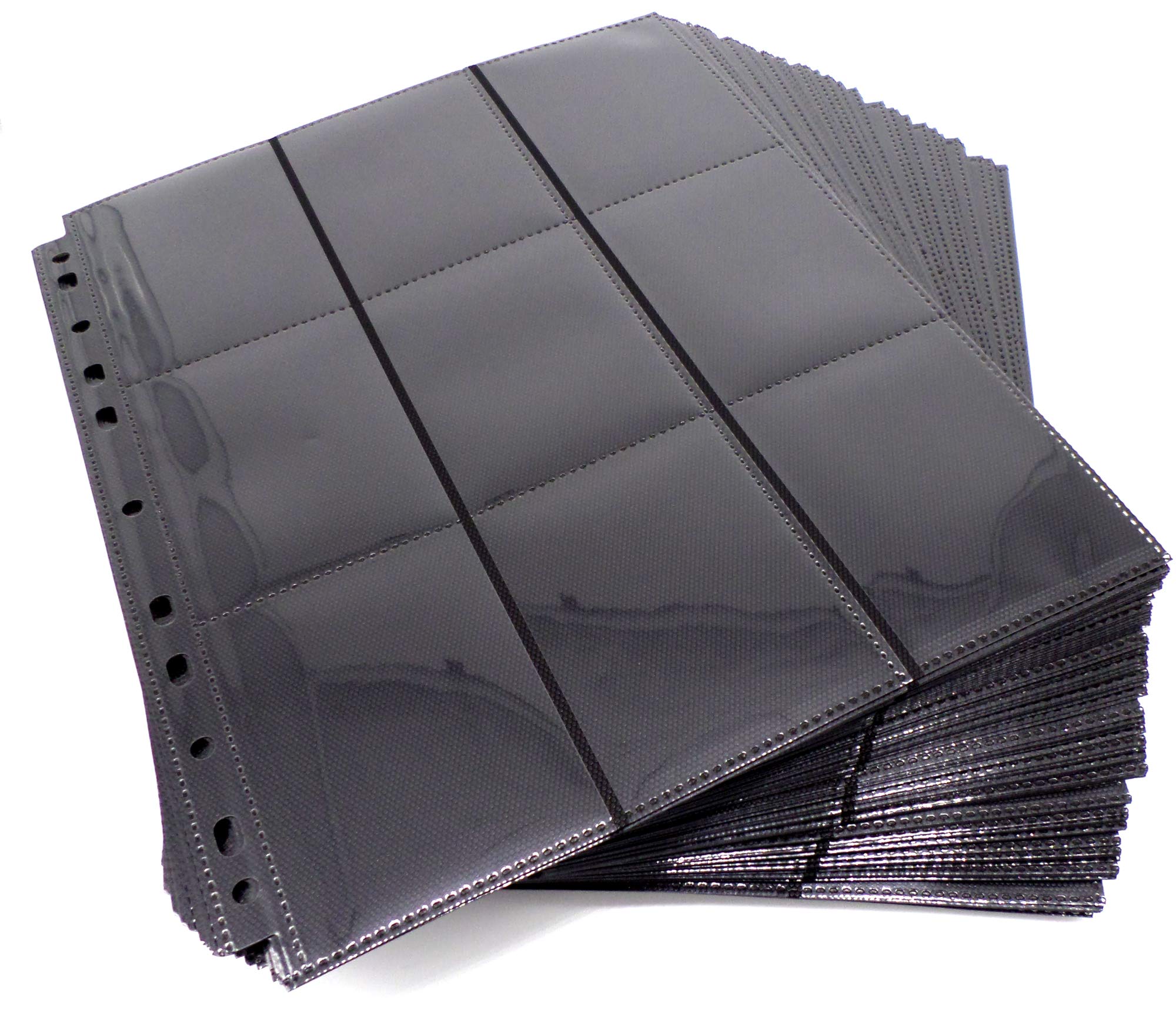 docsmagic.de 100 18-Pocket Pages Black - Sideloading - 11 Holes - MTG PKM YGO