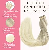 GOO GOO Tape In Hair Extensions 16in 25g 10pcs 17/22/60 Ash Blonde Ombre view 4