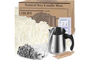 HACCAH Soy Wax Candle Making Kit Supplies, Natural Candle Wax For Candle Making, DIY Art&Crafts Kit for Adults,Beginner,Kids, Including 10lbs Soy Wax Flakes, 100 Candle Wick,10 Centering Devices, Melting Pot