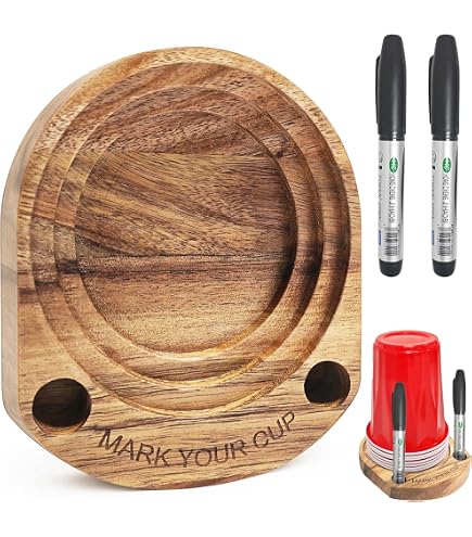 Rustic Wooden Cup Holder Organizer - Disposable Cup Dispenser With Marker Slot For Parties