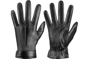 LOKIMSI Genuine Sheepskin Leather Gloves for Men, Soft Cashmere Winter Warm Touch Screen Gloves Motorcycle Driving Gloves