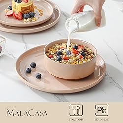 MALACASA Plates and Bowls Sets, 18 Pieces Modern