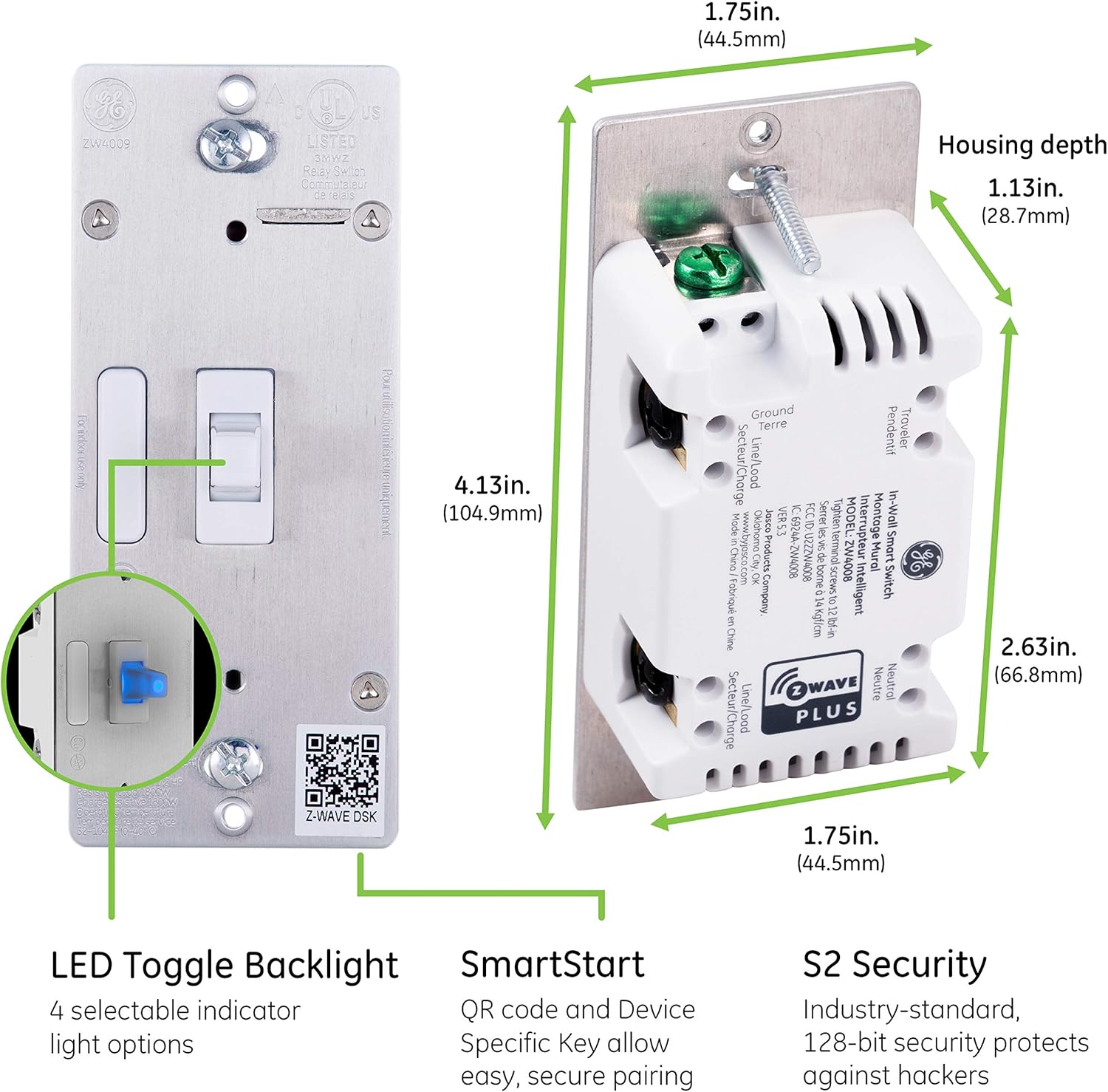 Enbrighten Z-Wave Plus Smart Light Dimmer with QuickFit and SimpleWire, 3-Way Ready, Works with Alexa, Google Assistant, ZWave Hub & Neutral Wire Required, Toggle, 46204 - - 