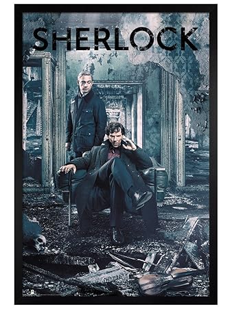 Sherlock schwarzes Holz eingerahmtes Destruction Maxi Poster 61 x 91,5 cm