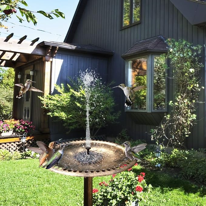 Aquarium ADDTOP Solar Fountain Pond Pool Upgraded 8 Nozzles Fish Tank Solar Powered Bird Bath ...