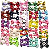 Chenkou Craft 50pcs/25pairs Puppy Yorkie Dog Hair Bows with Rubber Band Pet Grooming Products Mix Colors Varies Patterns Pet 