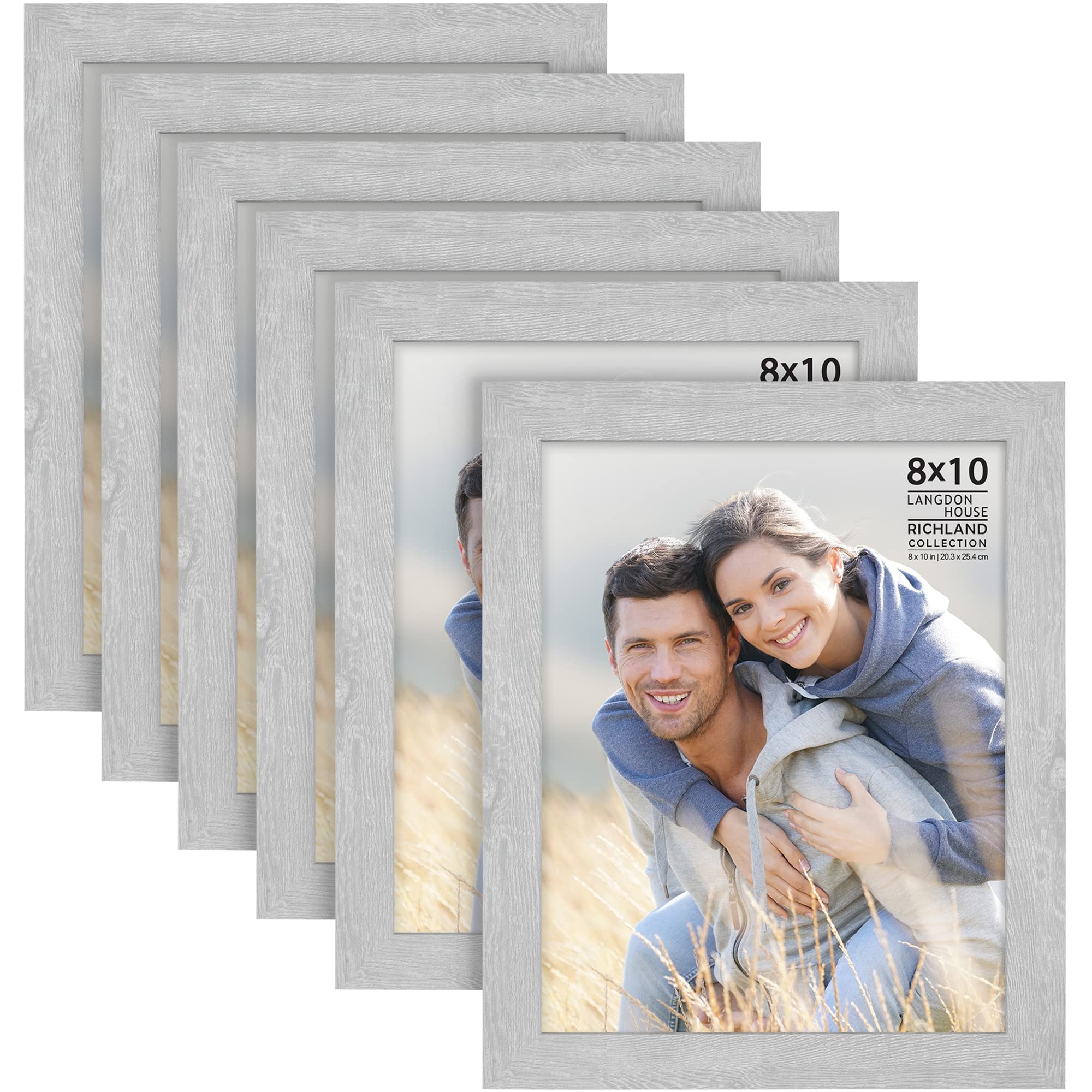 Langdon House 10x8 Picture Frames (Ash Gray, 6 Pack) Wood-grain Style, Richland Collection